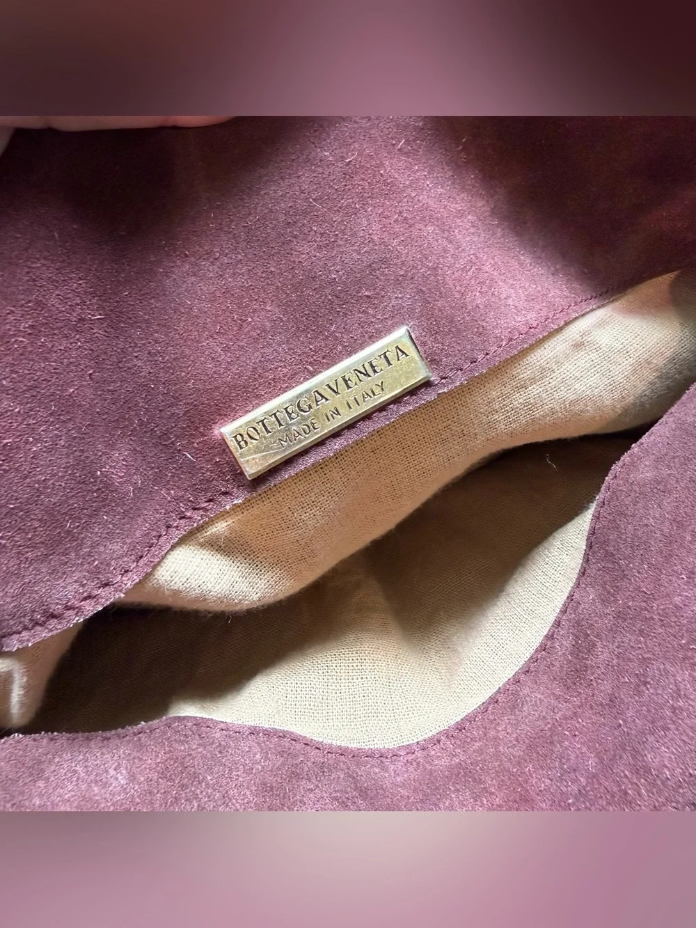 Vintage Bottega Veneta maroon suede and leather shoulder bag